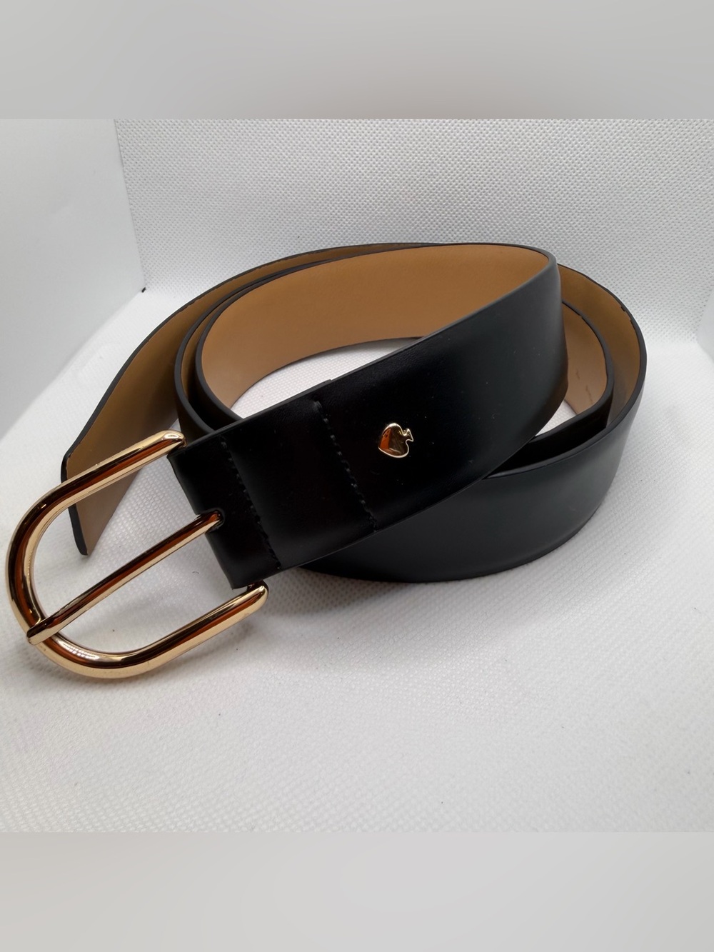 Kate Spade black leather belt gold hardware